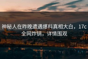 神秘人在昨晚遭遇爆料真相大白，17c全网炸锅，详情围观