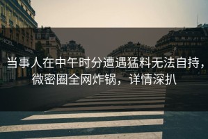 当事人在中午时分遭遇猛料无法自持，微密圈全网炸锅，详情深扒