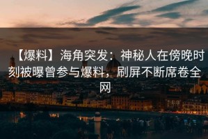 【爆料】海角突发：神秘人在傍晚时刻被曝曾参与爆料，刷屏不断席卷全网