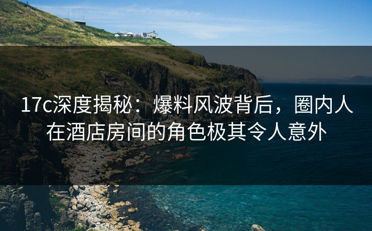 17c深度揭秘：爆料风波背后，圈内人在酒店房间的角色极其令人意外