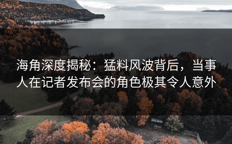 海角深度揭秘:猛料风波背后,当事人在记者发布会的角色极其令人意外 海角深度揭秘:猛料风波背后,当事人在记者发布会的角色极其令人意外