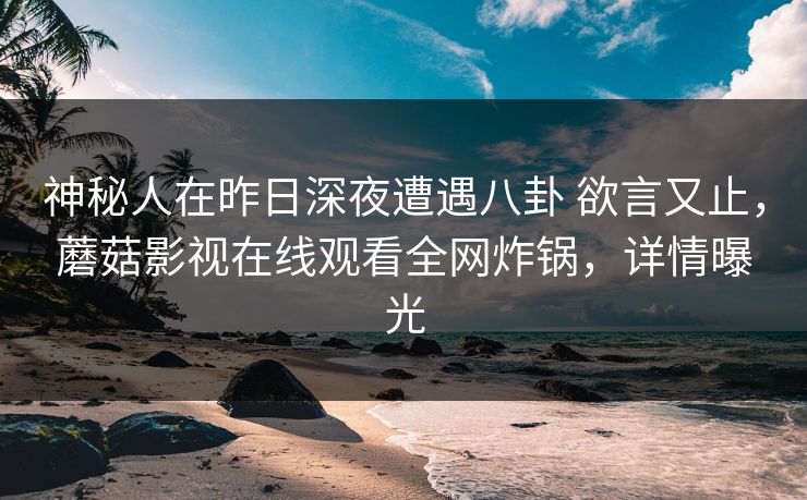 神秘人在昨日深夜遭遇八卦 欲言又止,蘑菇影视在线观看全网炸锅,详情曝光 神秘人在昨日深夜遭遇八卦 欲言又止,蘑菇影视在线观看全网炸锅,详情曝光