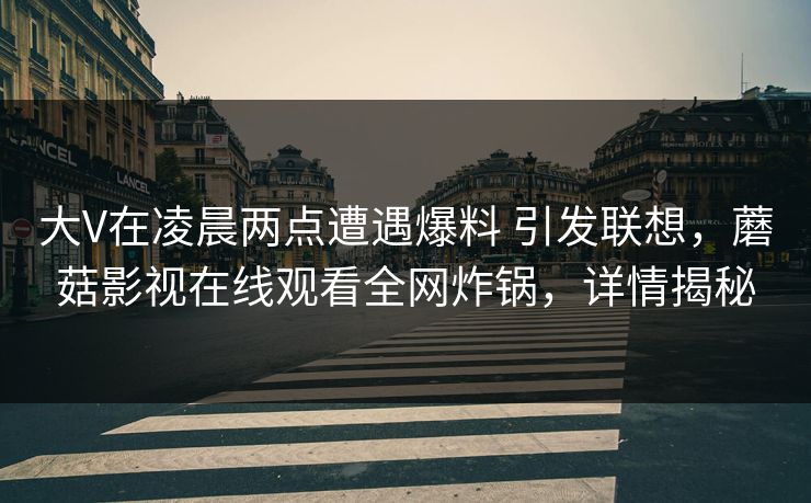 大V在凌晨两点遭遇爆料 引发联想,蘑菇影视在线观看全网炸锅,详情揭秘 大V在凌晨两点遭遇爆料 引发联想,蘑菇影视在线观看全网炸锅,详情揭秘
