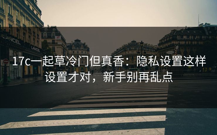 17c一起草冷门但真香：隐私设置这样设置才对，新手别再乱点